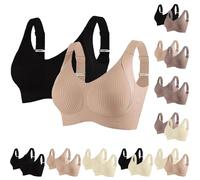 2/3 Pack Women's Seamless Bra Without Underwire Smooth Comfort Full Cup Padded Bustier Seamless Lift Anti Wrinkle Effect Bra Push Up Strong Hold Soft Bra Adjustable Underwear for Daily Use, A01 khaki
