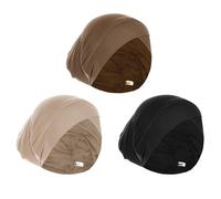 2/3 Pcs Womens Muslim Under Scarf Hijab Cap Stretch Sleep Hair Turban Head Wraps Bonnet Chemo Cap Beanie Hat Headwear, Black & Khaki & Beige, 3pcs, One Size