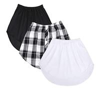 2/3 Pieces Shirt Extenders for Women Men, Women High Waist Fake Top Lower Sweep, High Waist Skirt Shirt Extenders, Skirt Shirt Extenders (White+Black+Plaid,3XL)