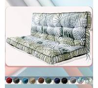 2-3 Seat Swing Replacement Cushion, Outdoor Bench Cushions with Backrest Thicken 4", Patio Furniture Garden Porch Loveseat Glider Pad Anti-Fading Waterproof (Green Leaves, 40x63in-thicken)