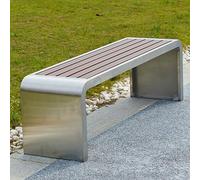 2-3 Seater Backless Garden Bench, Patio Dining Seat with Slatted Design, Easy Assembly Outdoor/Indoor Furniture, Silver 47"x15.7"x17.7" for Lawn & Garden