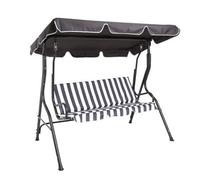 2-3 Seater Garden Swing Seat Hammock Chair Stripe / Plain Design Grey