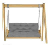 2 3 Seater Outdoor Garden Patio Bench Cushs with Backrest 4cm Thick Waterproof Pads with Str for Wooden Loveseat Dark Grey 120x100x10cm Comfortable Seating