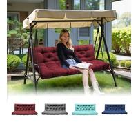 2-3 Seater Thick Garden Bench Cushion, Waterproof Patio Swing Cushion with Backrest, Outdoor Sun Lounger Sofa Swing Hammock Porch Pad Mat with Ties Straps for Canopy Furniture, (Red, 152x102cm)