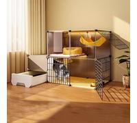2/3 Tier Cat Cage Cat Enclosure, Indoor DIY Detachable Pet Playpen, Independent Litter Box, Expanded Space(107x37x71cm)