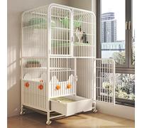 2/3-Tier Cat Cage, Cat Enclosure with Cat Litter Box and Wheel, Indoor DIY Cat Playpen for Small Animal, with Hammock & Ramp Ladders & Anti-splash Cat Litter Baffle (Color : White, Size : 31x22x52"/