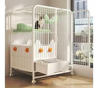 2/3-Tier Cat Cage, Cat Enclosure with Cat Litter Box and Wheel, Indoor DIY Cat Playpen for Small Animal, with Hammock & Ramp Ladders & Anti-splash Cat Litter Baffle (Color : White, Size : 31x22x40"/