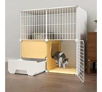 2/3-Tier Cat Cage Indoor DIY Cat Playpen Pet Enclosure With Drawer Litter Tray Detachable Metal Wire Kennels Crate Large Exercise Place Ideal For 1-2 Cats (Color : Yellow-A, Size : 75 * 49 * 75CM(1))