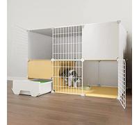2/3-Tier Cat Cage Indoor DIY Cat Playpen Pet Enclosure With Drawer Litter Tray Detachable Metal Wire Kennels Crate Large Exercise Place Ideal For 1-2 Cats ( Color : Yellow-A , Size : 111*49*75CM(2) )