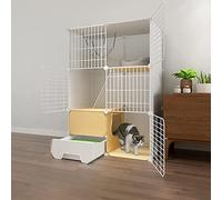 2/3-Tier Cat Cage Indoor DIY Cat Playpen Pet Enclosure With Drawer Litter Tray Detachable Metal Wire Kennels Crate Large Exercise Place Ideal For 1-2 Cats ( Color : Yellow-C , Size : 75*49*111CM(1) )