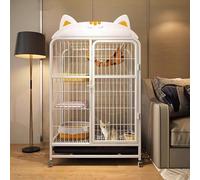 2/3 Tier Cat Cage, Large Cat Playpen, Cat Enclosures Indoor, Metal Kennels, Movable, Large Space, Breathable Iron Mesh, Pet Playpen(White,Height50.9in)