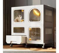 2/3-Tier Cat Cage with Litter Box, Multifunctional Indoor Cat Enclosure, Easy to Move, Diy Kennels Pet Playpen Crate Exercise Place for 1-3 Cats (Color : Bianco, Size : 71x46x75cm/28x18x30i