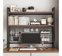 2/3-Tier Computer Desktop Bookcase - Over The Desk Shelf nizer Multipurpose Bookshelf for Dorm Room Home & Office Storage Solution Space-Saving Desktop Shelf