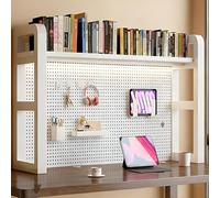 2/3 Tier Desk Hutch With Pegboard, Organizer Shelf,Space Saving Desktop Bookshelf,multipurpose Bookshelf Storage Rack,Display For Study Table,Home,Dorm(White,39x29(2-Tiers))