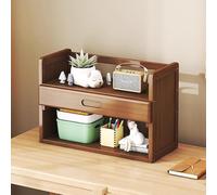 2/3 Tier Desktop Bookshelf with Drawer,Bamboo Space-Saving Organizer Hutch,Multipurpose Countertop Storage Rack,Easy Installation