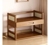 2/3 Tier Dorm Desk Hutch Walnut Storage Bookshelf Office & Home Display Shelf Density Board Desk Organizer Rack (50x20x39cm/19.7x7.8x15.3in)