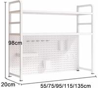 2/3 Tier Metal Bookcase with Perforated Shelves, Heavy-Duty Steel Display Shelf for Home, Office & Dorm Room - Black, 55x20x98cm, Modern Storage Solution