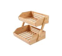 2/3 Tier Wooden Fruit Basket Bowl Holder, Farmhouse Standing Display Stand, Detachable Bracket Storage Organisation, Bread Vegetables Storage Rack For Kitchen Countertop, Kitchen(2 Tiers)