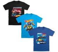 (2-3 Years, Black/Bright Blue/Navy Blue) Hot Wheels Childrens/Kids Make It Epic Champion T-Shirt (Pack of 3)