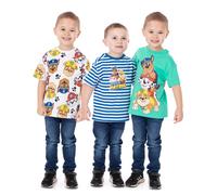 Paw Patrol Boys T-Shirt Pack of 3 | Rubble, Chase & Marshall - Roll with The Patrol Graphic Tee Bundle for Kids | Multicoloured Short Sleeve Cartoon Top Collection for Him | Cute Merchandise Gift