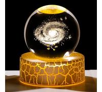 2.36in. 3D Milky Way Galaxy Crystal Ball Astronomy Universe Gifts for Boys Men, K9 Crystal Decorative Ball Engraved Galaxy System Paperweight with LED Light Base for Home Ornament