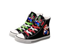 (2, 39) Super Mario High Top Canvas Shoes Casual Flats Raw Canvas Shoes