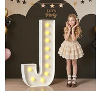 2.3FT LED Light Up Letters J, Warm Glow Marquee Sign Lamp, DIY Combination Alphabet Night Light, Indoor Party Bedroom Living Room Art Decoration for Holiday Celebration,J,70cm/28in