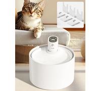 2.3L Ceramic Cat Water Fountain with 6 Filter, 4000mAh Battery for 45 Day Use, Wireless Cat Fountain, 3 Modes of Sensor/Intermittent/Continuous Water Dispensing, Ultra-Quiet Water Pump