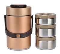 2.3L Insulated for Hot Food 304 Stainless Steel 3 Levels Leak-Proof Stackable Thermal Lunch Box Containers Empty Food Jar Soup Storage for School Office (2#)