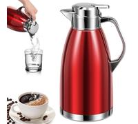 2.3L Stainless Steel Thermal Carafe, Double Wall Vacuum Jug with Press Button Lid, 24Hr Heat Cold Retention Coffee Pot (Silver)(Red)