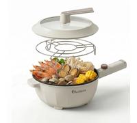 2.3L Upgraded Rapid Ramen Cooker 1600W - Hot Pot Electric, Non-Stick Sauté Pan, Portable Multi-Functional Hot Pot with Power Adjustment for Steak, Egg, Fried Rice, Oatmeal, Soup, Perfect Christmas New