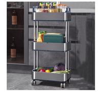 2/3Layer Thickened Stainless Steel Kitchen Storage Rack Cart with DoubleSided Handle BrakeEquipped Silent Swivel Casters for Easy Mobility and Organization