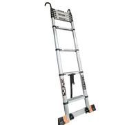 2.3m/7.5ft Telescoping Aluminum Ladder with Detachable Hook & Stabilizer Bar 440lbs Max Load Ideal for Attic RV Loft & Camper Use Extends to 3.9m/12.5ft