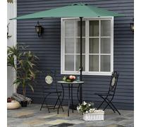 2.3m Half Round Parasol Umbrella Balcony Sun Shade Metal Green