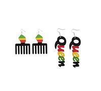2-3Pairs Juneteenth African Earrings African Map Earrings for Women Ethnic Dangle Wooden Earrings,Black History Earrings Black Lives Matter Earrings, Wood, No Gemstone