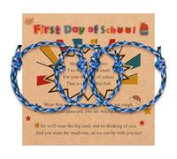 2-3Pcs First Day of School Knit Rope Bracelet Love Between Mother/Father/Mama and Daughter/Son/Me Back To Scool Gifts Protection Anxiety Relief Colorful Nylon Woven Bracelet With Message Card, 3pcs