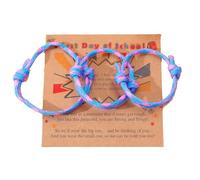 2-3Pcs First Day of School Knit Rope Bracelet Love Between Mother/Father/Mama and Daughter/Son/Me Back To Scool Gifts Protection Anxiety Relief Colorful Nylon Woven Bracelet With Message Card, 3pcs