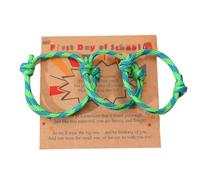 2-3Pcs First Day of School Knit Rope Bracelet Love Between Mother/Father/Mama and Daughter/Son/Me Back To Scool Gifts Protection Anxiety Relief Colorful Nylon Woven Bracelet With Message Card, 3pcs