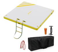 2.4×1.8m Heavy Duty Inflatable Floating Dock, Non-Slip Water Raft with Rope Ladder, Electric Pump & Carry Bag, Interconnectable Floating Platform for Lake Pool Beach