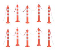 2/4/10x Traffic Control Bollards with Chain PE Reflective Bollard Post vidaXL