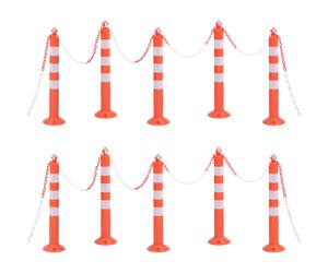2/4/10x Traffic Control Bollards with Chain PE Reflective Bollard Post vidaXL