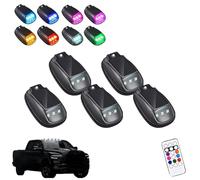 2/4/5 Pcs Solar Cab Lights, Smart Sensing Marker Light, Solar Car Roof RGB Strobe Light with Remote Control, 8 Colors USB Rechargeable & Solars for Motorcycle, Vehicle, Truck Use (5 Pcs)