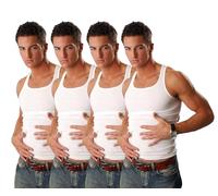 2 | 4 | 6 | 10 pieces men's vests double rib white 100% cotton boil-proof and suitable for tumble drying, 4 x double ribs, M
