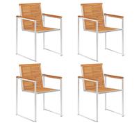 2/4/6/8x Garden Chairs Patio Solid Acacia/Teak Wood and Stainless Steel vidaXL