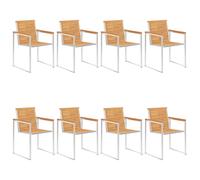 (solid acacia wood, 8 pcs) vidaXL 2/4/6/8x Garden Chairs Patio Solid Acacia/Teak Wood and Stainless Steel