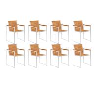2/4/6/8x Garden Chairs Patio Solid Acacia/Teak Wood and Stainless Steel vidaXL
