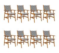 vidaXL Garden Chairs 8 pcs Solid Acacia Wood, Brown