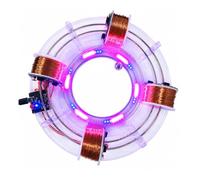 2/4/6 Coil Ring Electromagnetic Accelerator, Brushless Cyclotron Motor, Physics Experiment Model, With Rgb Led Light, Diy Physics Aid, For Learning Electromagnetism 4 Coils