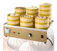 2/4/6-Hole Commercial Electric Steamed Bun Machine,Dim Sum Electric Steamer,30-110°C Precise Temperature Control Independent Water Supply Stainless Steel Steamer for Buns,Dumplings,More 6holes-110V