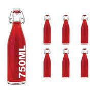 2, 4, 6 or 10 x 750 ml flip-top bottle, clip-lock bottle, empty glass bottles with swing top, wine bottle, liquor bottle, vinegar/oil glass bottle 0.75 litre from Slkfactory, Glass, White, Pack of 6